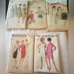 Bundle of 5 vintage sewing patterns 50s/60s